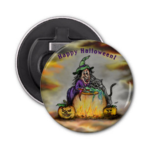 Abrebotellas Bruja y gato negro, ¡Feliz Halloween!