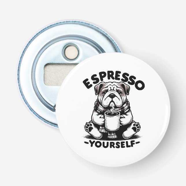 Abrebotellas Bulldog con Espresso Caliente (Anverso)