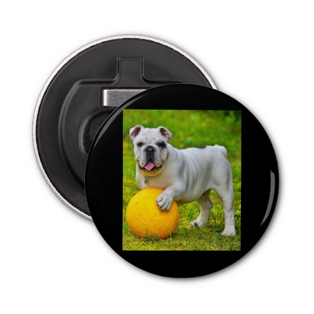 Abrebotellas Bulldog inglés lindo Bulldog de baloncesto con reg (Anverso)