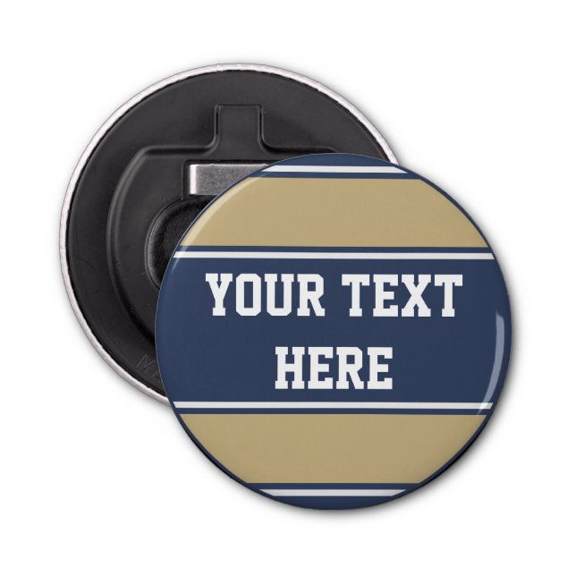 Abrebotellas BUTTON ROUND rayas arena azul + tu idea (Anverso)