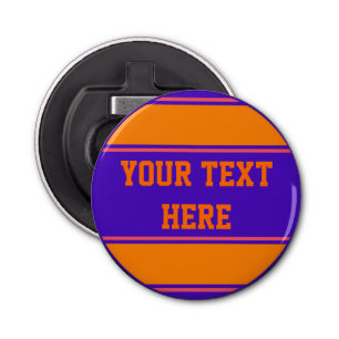 Abrebotellas BUTTON ROUND stripes naranja violet + tu idea