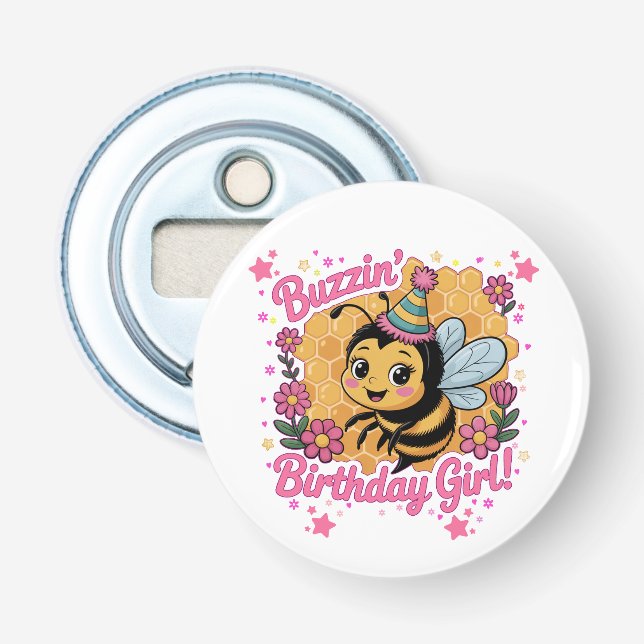 Abrebotellas Buzzin 'Birthday Chica Bee Theme Cute Bee Lover (Anverso)