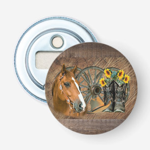 Abrebotellas Caballo Boots Rueda de vagón girasoles occidental
