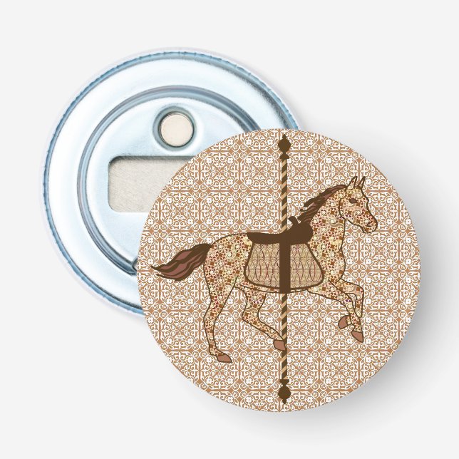 Abrebotellas Caballo de carrusel - Marrón chocolate y Tan (Anverso)