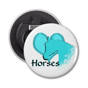 Abrebotellas Caballos de corazón III (aqua)