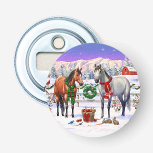 Abrebotellas Caballos navidades en nieve