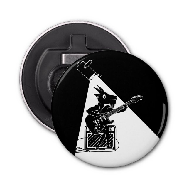 Abrebotellas Cabra tocando una guitarra eléctrica (Anverso)