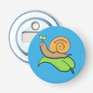 Abrebotellas Caca, caracol feliz en un ilustracion personalizad