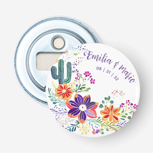 Abrebotellas Cacti Folkart Flores FIESTA Personalizado (Anverso)