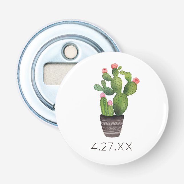 Abrebotellas Cactus floral rosa (Anverso)