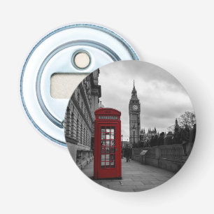 Abrebotellas Caja de teléfono roja y Big Ben en Londres