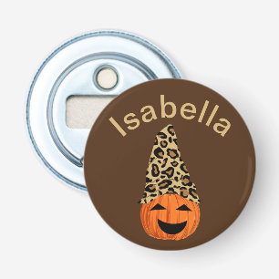 Abrebotellas Calabaza Con Un Gorra De Leopardo