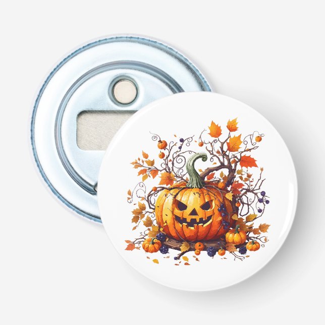 Abrebotellas calabaza divertida de otoño Halloween (Anverso)