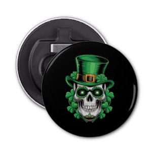 Abrebotellas Calavera de azúcar St Patrick Day Lucky Shamrock