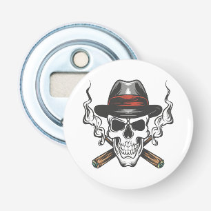 Abrebotellas Calavera de gánster con sombrero fedora