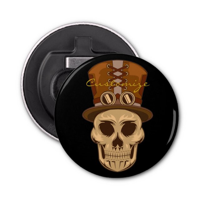 Abrebotellas Calavera de Steampunk en Top Hat Thunder_Cove (Anverso)
