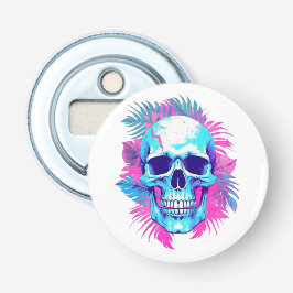 Abrebotellas Calavera Floral al Estilo Vaporwave