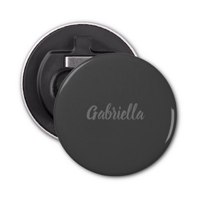 Abrebotellas Caligrafía Elegante Gris Plain Nombre simple (Anverso)