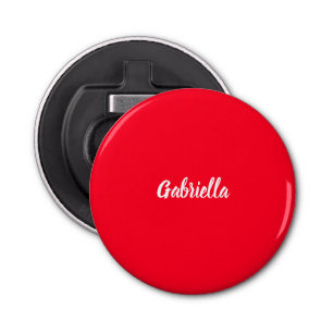 Abrebotellas Caligrafía Elegante Red White Plain Nombre simple