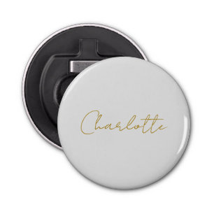 Abrebotellas Calligraphy Gold Color Gray Personalizado Personal