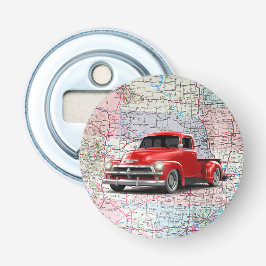 Abrebotellas Camión Rojo En La Hoja De Ruta