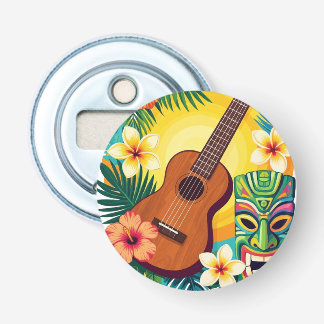 Abrebotellas Camiseta de Vibraciones de Luau Tiki Ukulele Tropi