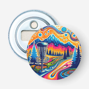 Abrebotellas Campo de golf de disco psicodélico en las montañas