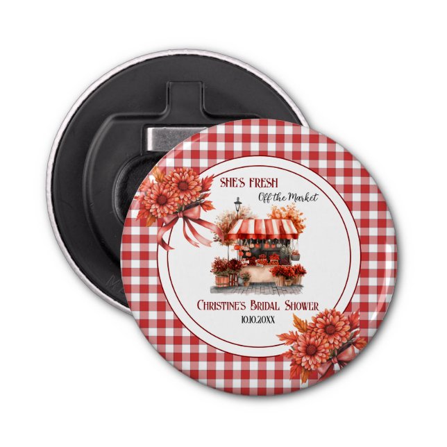 Abrebotellas Campo Picnic Gingham Bridal Shower (Anverso)