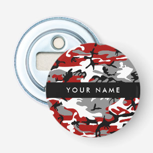 Abrebotellas Camuflaje rojo y gris Tu nombre Personaliza