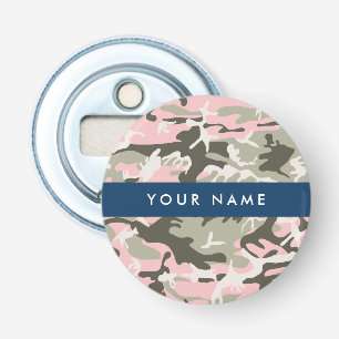 Abrebotellas Camuflaje rosa y verde Personaliza tu nombre