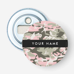 Abrebotellas Camuflaje rosa y verde Personaliza tu nombre