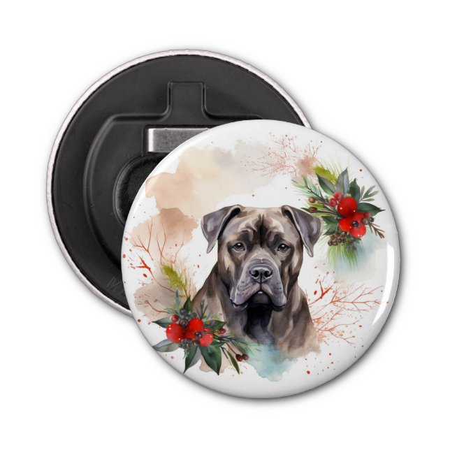 Abrebotellas Cane Corso Navidades Wreath Festimes Pup (Anverso)