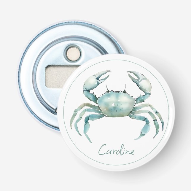 Abrebotellas Cangrejo Personalizado de Acuarela Costera (Anverso)