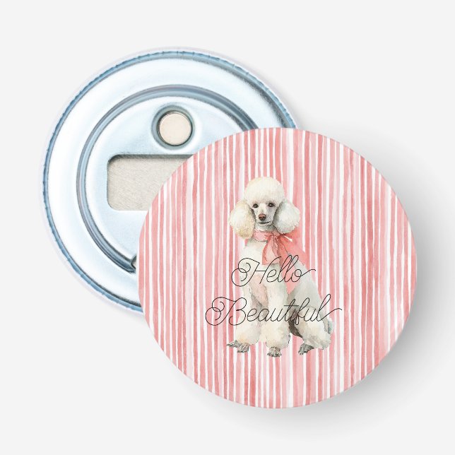 Abrebotellas Caniche blanco perro hola hermoso (Anverso)