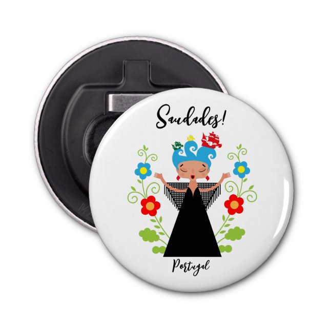 Abrebotellas Cantante de fado con barcos de caravanas portugues (Anverso)