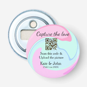 Abrebotellas Capturar el amor añadir QR scan mármol azul rosa