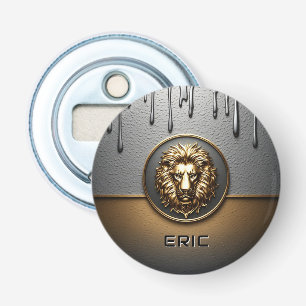 Abrebotellas Cara de León Dorado con Metal Goteante 🦁