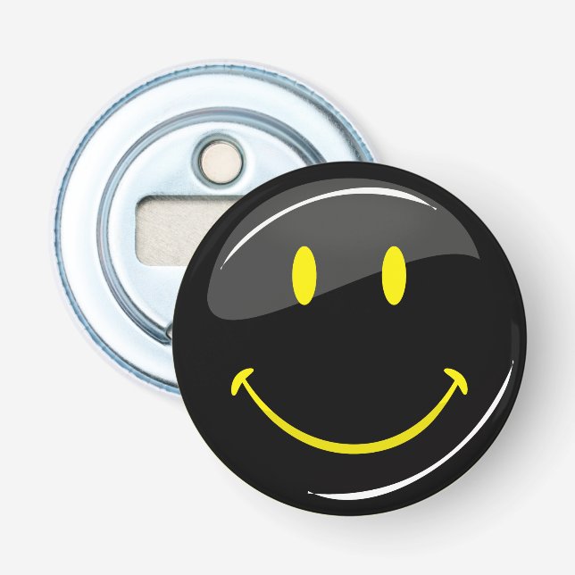 Abrebotellas Cara feliz negra de neón del color ajustable (Anverso)