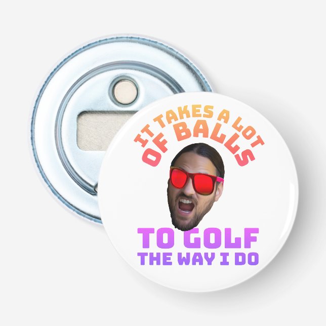Abrebotellas Cara Personalizada Frase Divertida de Golf Requier (Anverso)
