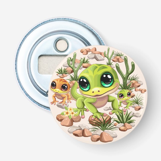 Abrebotellas Caracteres de dibujos animados de Baby Geckos Cute (Anverso)