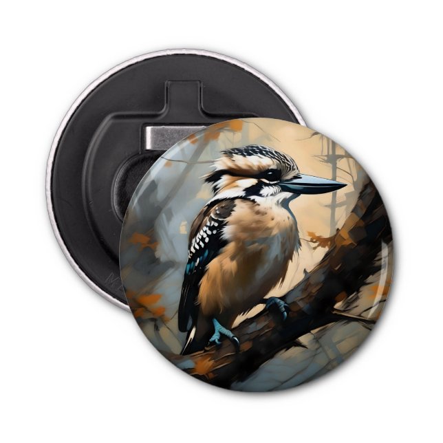 Abrebotellas Carcajada encantadora: Kookaburra en pintura al ac (Anverso)