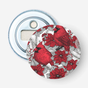 Abrebotellas Cardenales y poinsettia en rojo y blanco