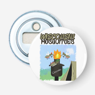 Abrebotellas Caricatura de Mosquitos de Wisconsin - Acampada co