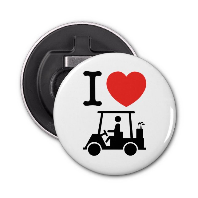 Abrebotellas Carro de golf I Heart (Love) (Anverso)