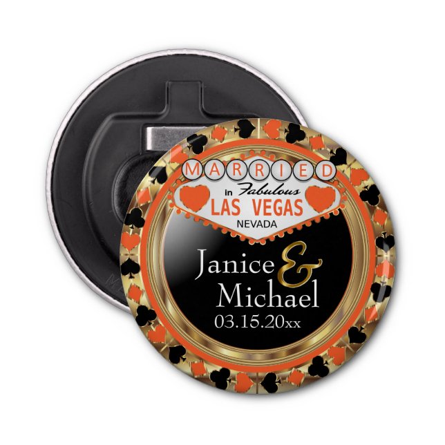 Abrebotellas Casado al estilo de Las Vegas - Naranja (Anverso)