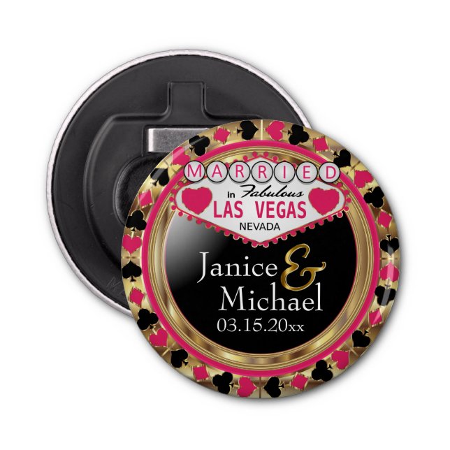 Abrebotellas Casado al estilo de Las Vegas - Rosa oscuro (Anverso)