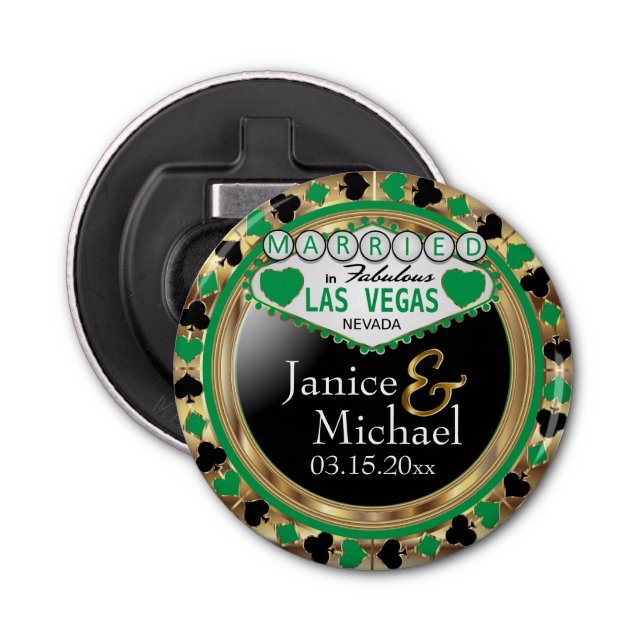 Abrebotellas Casado al estilo de Las Vegas - Verde (Anverso)