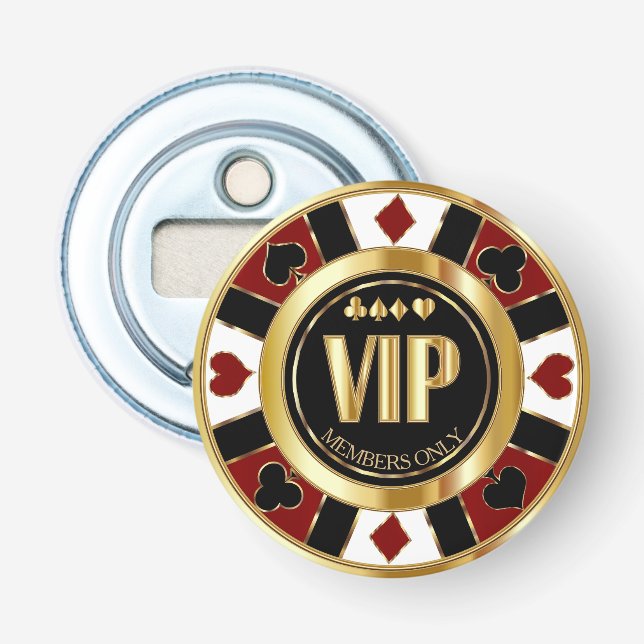 Abrebotellas Casino VIP Chip Las Vegas - Rojo / Oro (Anverso)