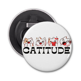 Abrebotellas Catitude Button Bottle Opener – Kawaii Cat Design