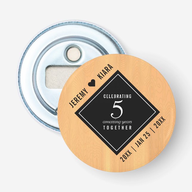 Abrebotellas Celebración del 5° Aniversario del Boda de Madera  (Anverso)